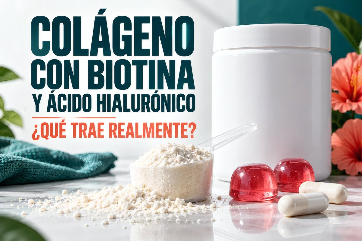 Colágeno en polvo, cápsulas y gomitas; colágeno con biotina y ácido hialurónico, ¿qué trae realmente?