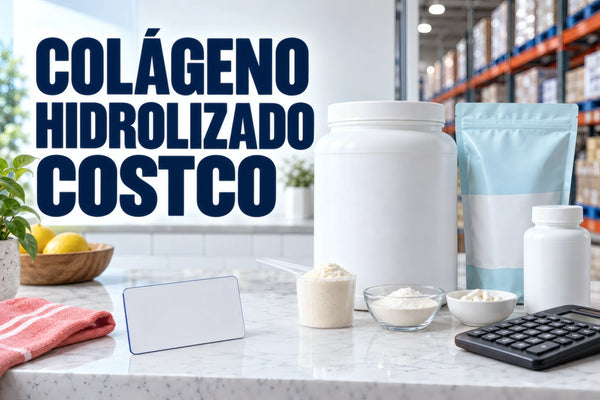 Presentaciones de colágeno hidrolizado comparadas por tamaño y precio.