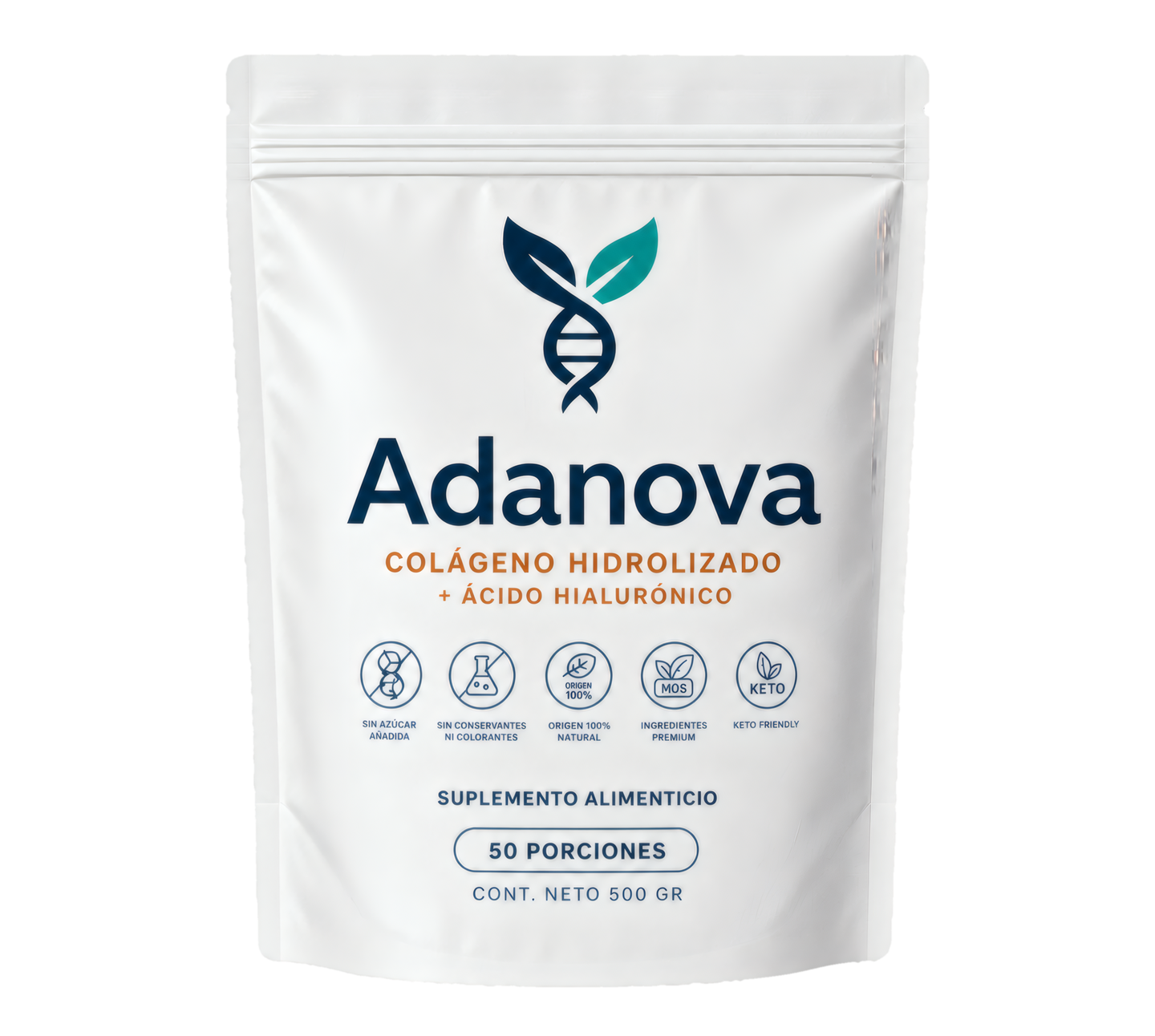 Adanova colágeno hidrolizado con ácido hialurónico, 500 g