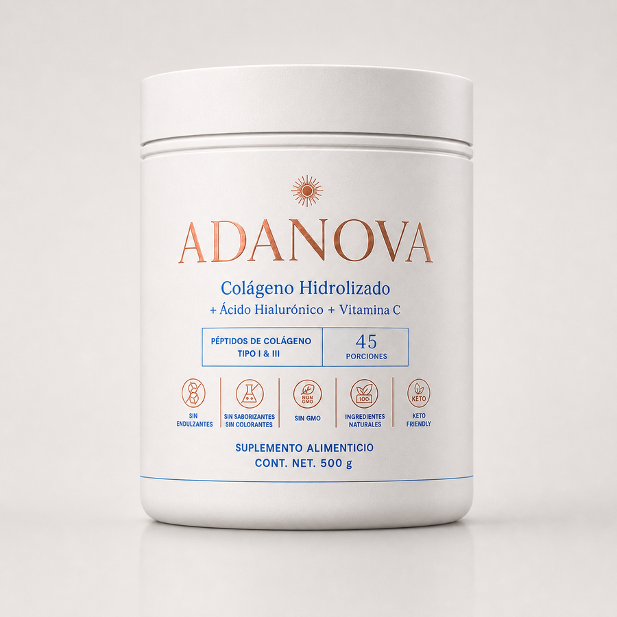Colágeno hidrolizado bovino Adanova, frasco de 500 g con 45 porciones
