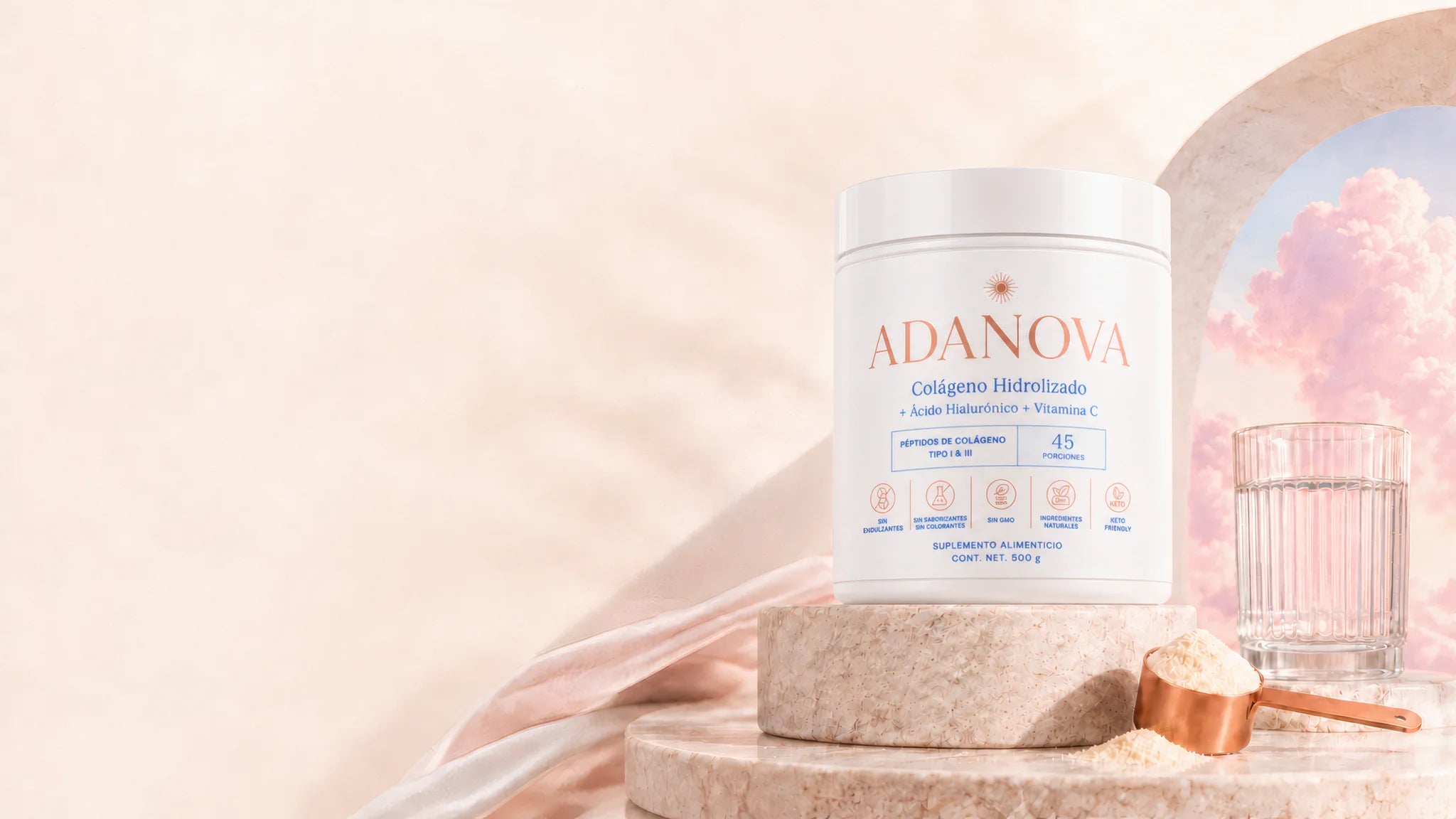 Adanova colágeno hidrolizado con ácido hialurónico y vitamina C